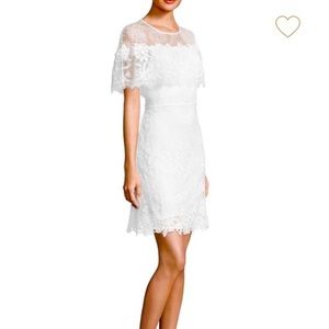 Kobi Halperin White Lace Vivi cape sleeve mini dress